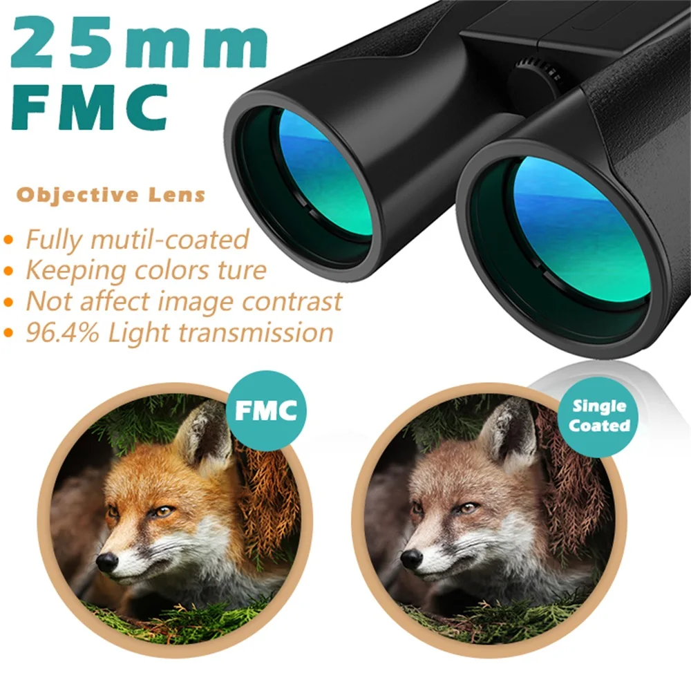 Suncore-telescopio profesional impermeable JN12X42, binoculares de caza con visión grande de 114m/1000m, lente prismática BAK4 para acampar