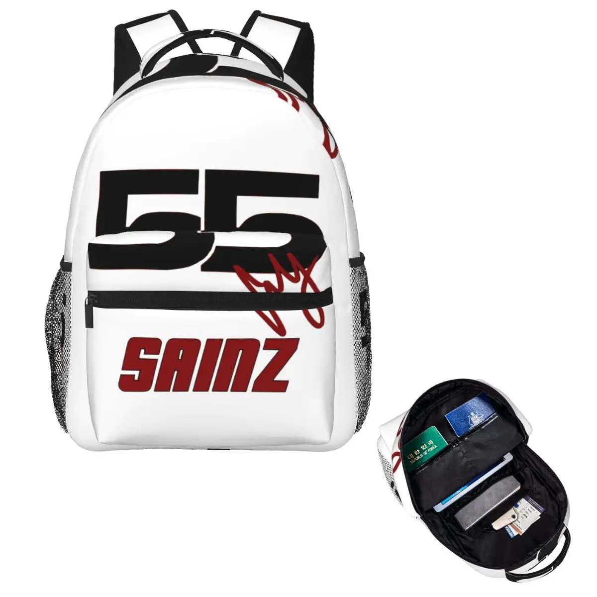carlos-sainz-jr-f1-signature-graphic-dark-backpack-hot-sale-daypack-large-capacity-children-bookbag-school-bag-shoulder-bags