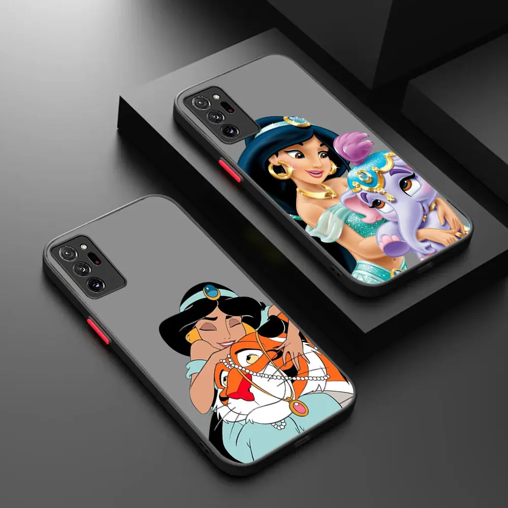 Disney Aladdin Jasmine Princess Case For Samsung Note 20 10 9 8 Ultra Pro Plus A13 A12 A11 A10 A10S A7 A04 A04E A05 A03 5G Cover