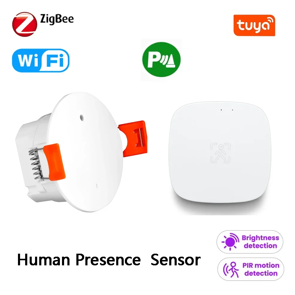 Tuya ZigBee Wifi 24G 5.8G MmWave Human Presence Sensor Luminance Distance Detection Wireless Real-time Smart Human Body Sensors