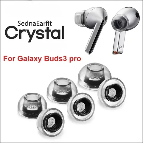 Nakładki douszne AZLA Crystal Buds 3 Pro do Samsung Galaxy Buds 3 Pro, wkładki douszne, eliptyczne, antyalergiczne, antypoślizgowe