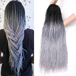 Trança sintética do cabelo do crochê, torção senegalesa, cabelo trança Ombre, 3 tom, loiro, rosa, azul, 30 vertentes, 24