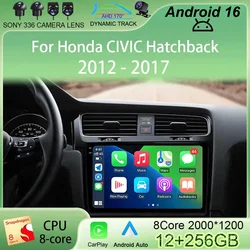 Android 16 Car Radio Multimidia Video Player Car Stereo For Honda Civic Hatchback 2012- 2017 Carplay 2 din dvd Head Unit NO 2Din