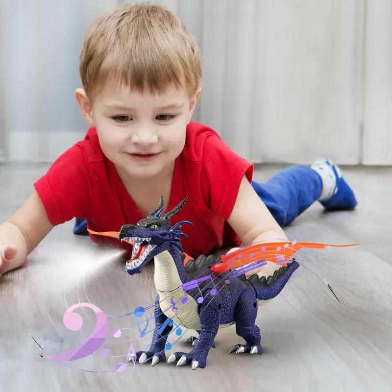 Light up Dinosaur Electric Walking Spray Mist Toys Battery Powered Toy with Sound Multifunctional Animal Toys for Home