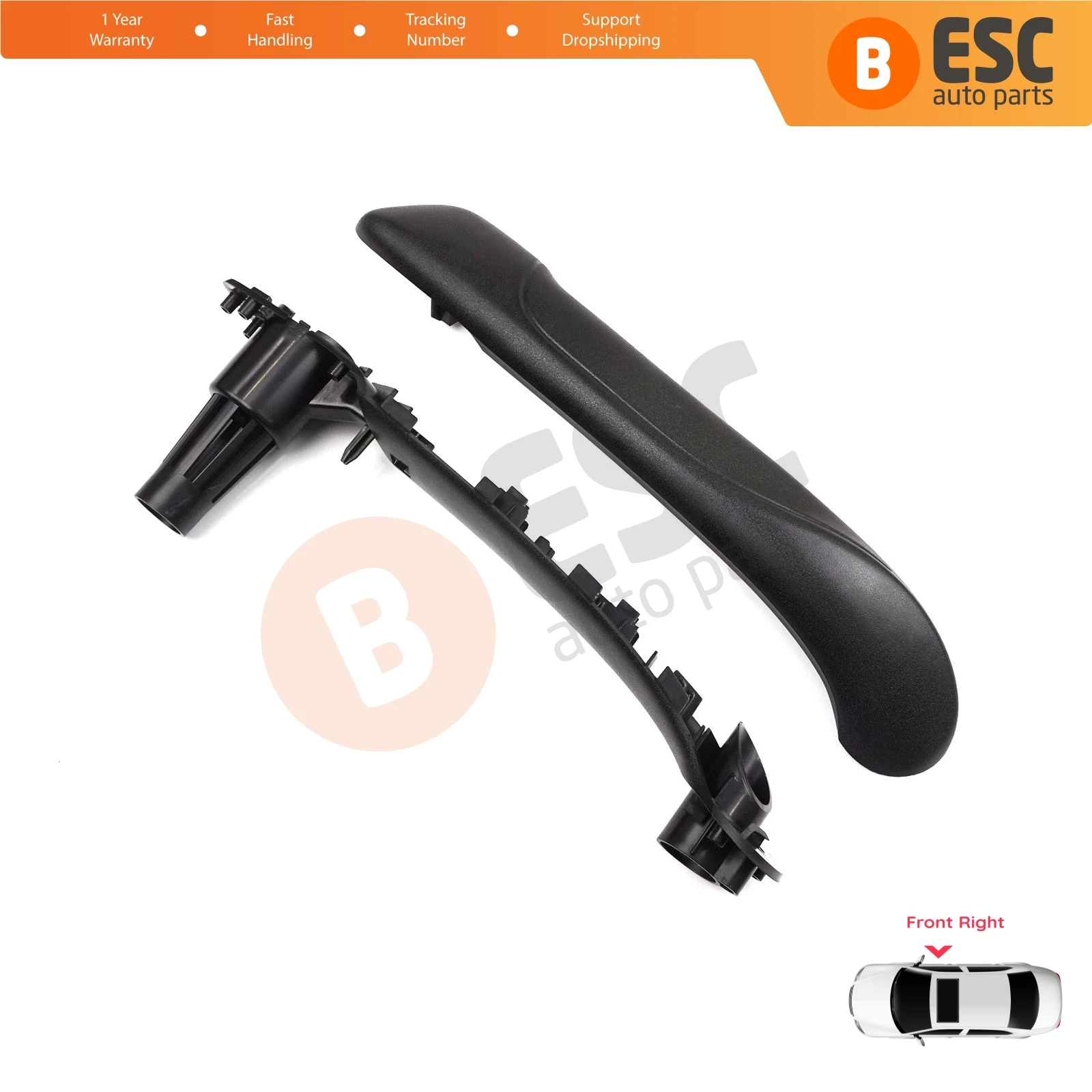 

EDP1331-2 Front Right Inner Door Handle Grip Black for Renault Kangoo MK2 Citan W415 NV250 2007-2021 8200548972