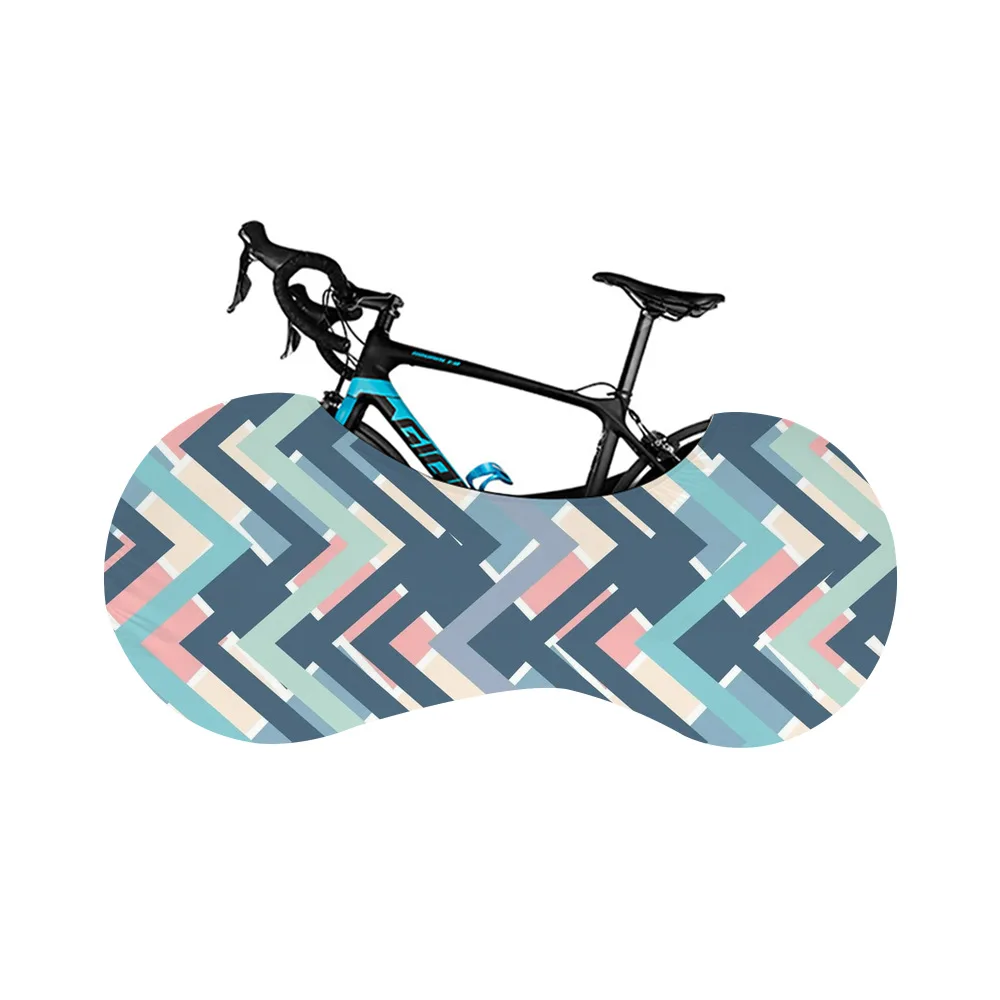 Polygonal Geometric Print Bike Cover Indoor Portable Elastic Road Bike Wheel Protection Washable Dust Cover Gear Bicycle Cover