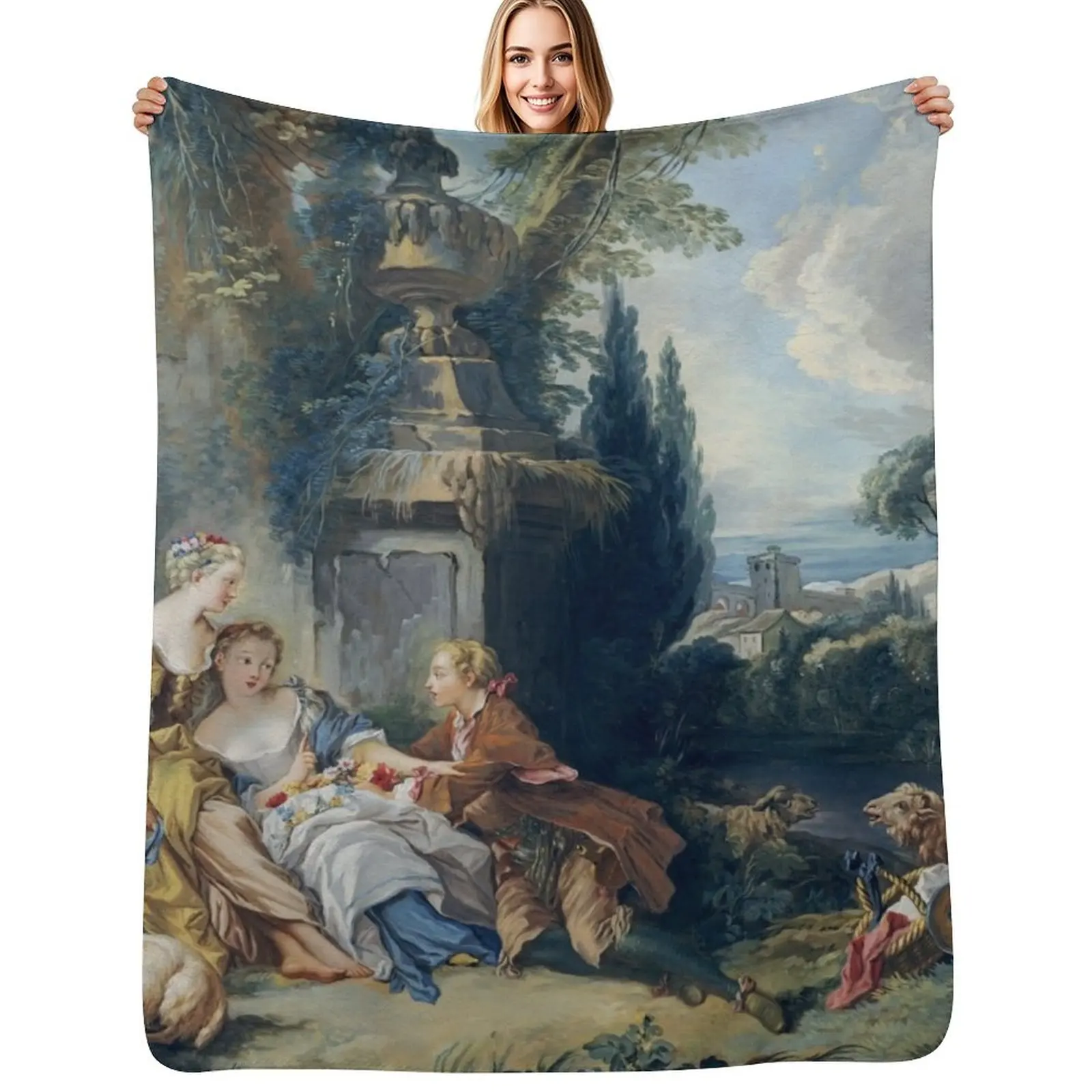 

Pastoral Scene Franois Boucher Throw Blanket Multi Purpose Soft Warm Blanket for Home Travel