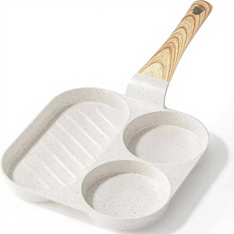 Ceramic Non Stick Frying Pan With Divider Easy To Clean Even Heating Suitable For All Stovetops Induction Gas Electric