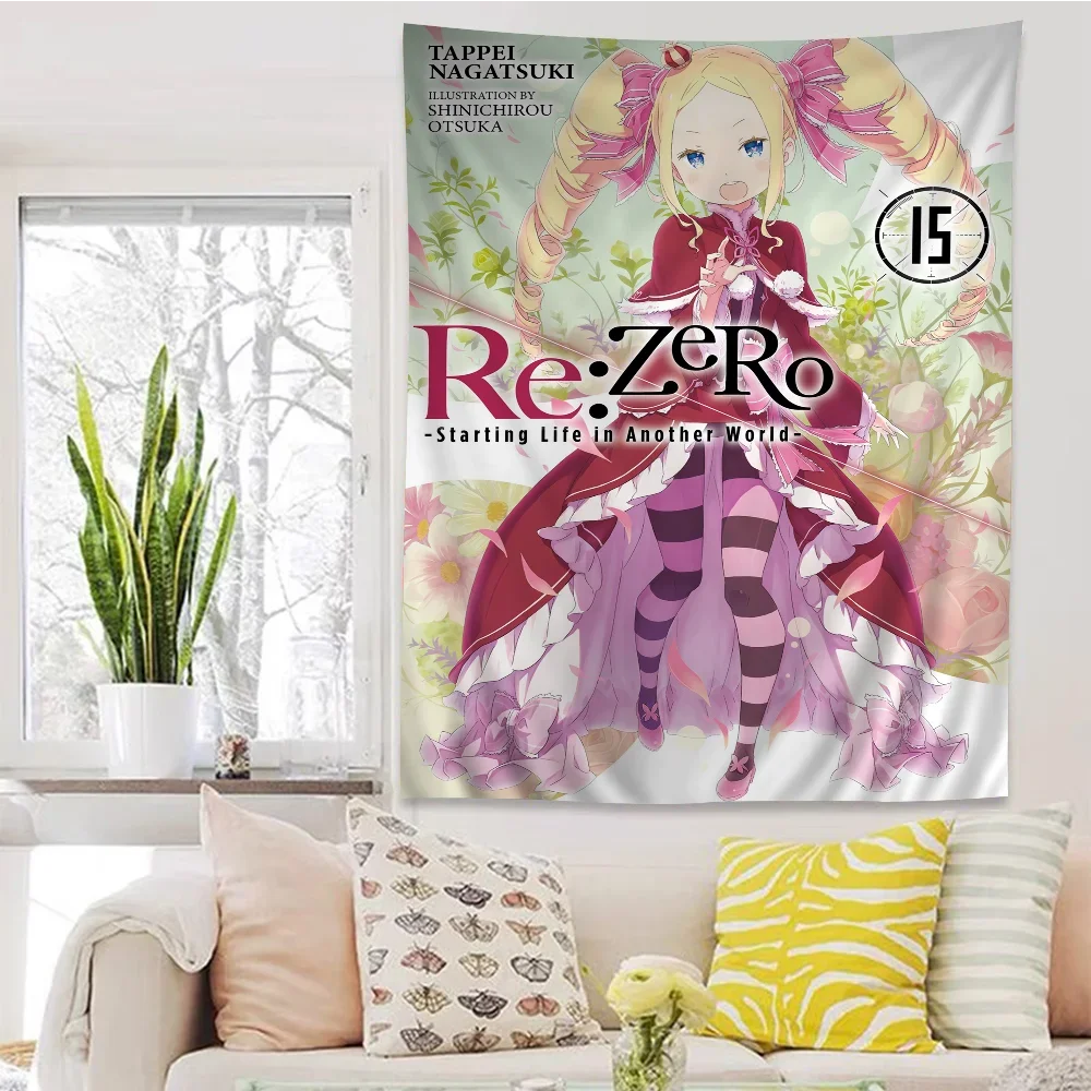 نسيج أنيمي من Re Zero لديكور النوم ، زهرة الهيبي ، سجاد حائط ، تعليق جداري هيبي رخيص #5