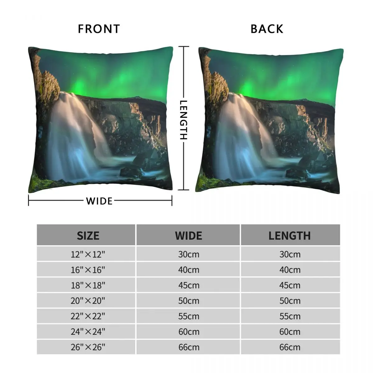 Aurora Falls Eastern Iceland Square Pillowcase Polyester Linen Velvet Creative Zip Decor Pillow Case Home Cushion Case