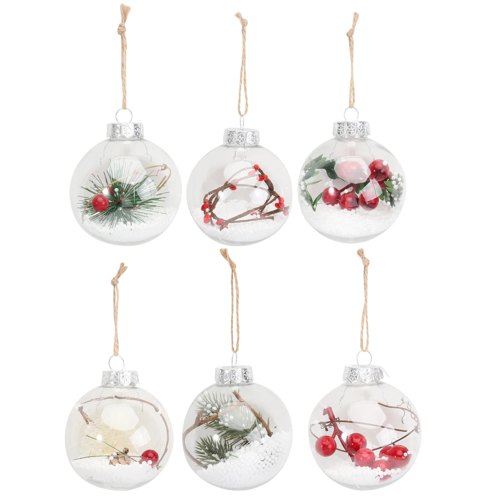 

6Pcs Christmas Plastic Balls Transparent Hanging Tree Ornaments Eco Friendly Decorative Xmas Ball Decor