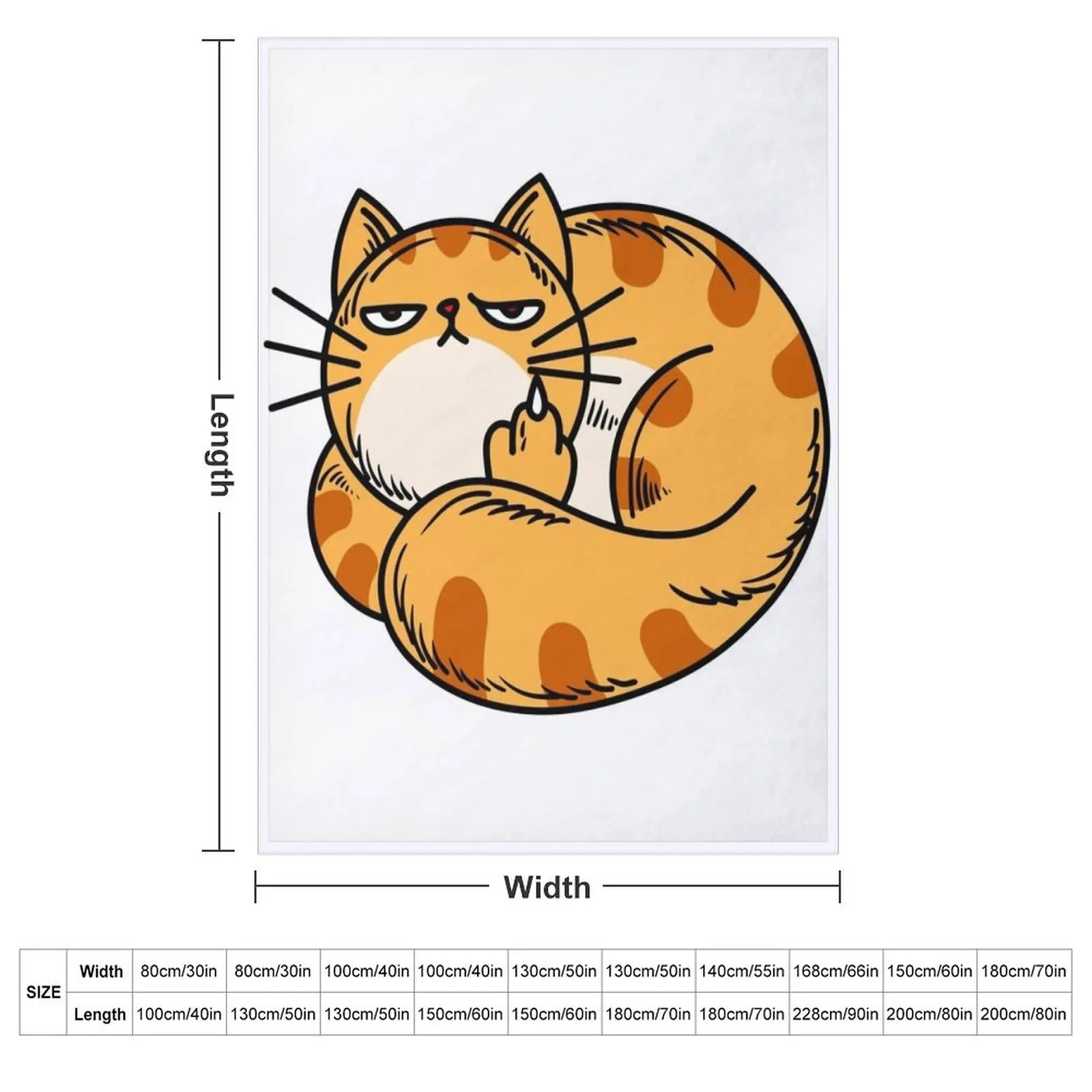 Orange Cat Middle Finger Throw Blanket warm for winter blankets and throws Hairys Furrys Blankets