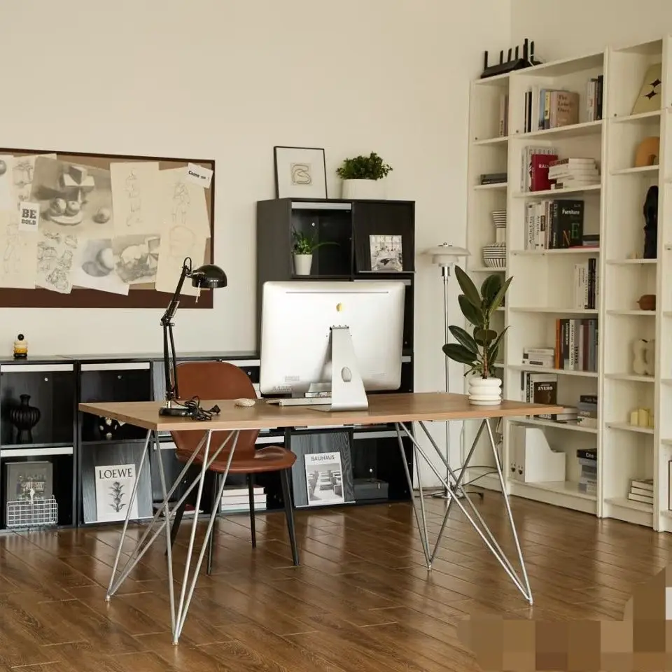 

Nordic solid wood large desk, double study desk, home office living room computer desk