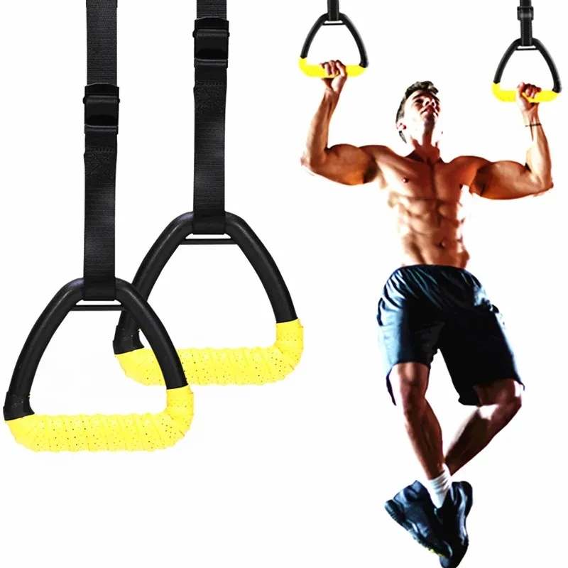 Gymnastic Rings Pull Up Handle Rings with Adjustable Straps for Men Women Home Workouts Strength Training Fitness Equipment