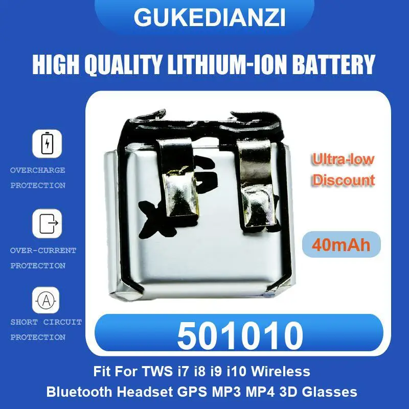 Battery Fit For TWS Bluetooth Headset I7 I9S i10 I12 MP3 MP4 GPS Toy Wireless 501010 501012 i8 i9 3D Glasses 400909 401010