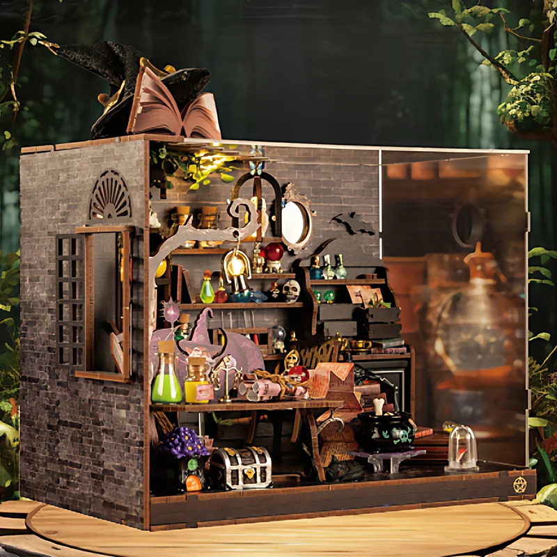 Maison magique de la Jungle en bois, bricolage, Kits de modèles miniatures, maison de poupée avec meubles, Puzzle 3D pour amis, cadeaux d'anniversaire