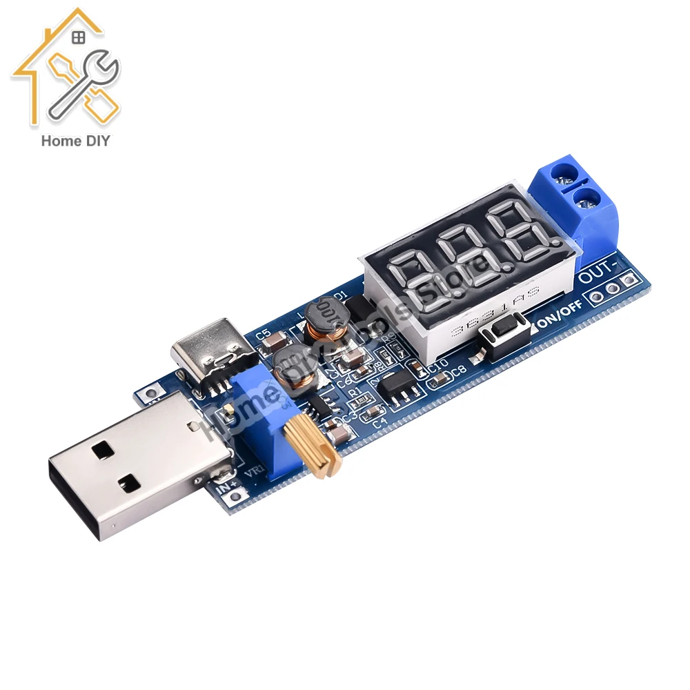 

DC-DC 5V to 1.2--24V USB Type-C Step UP Down Power Supply Module LED Digital Display Adjustable Boost Buck Converter