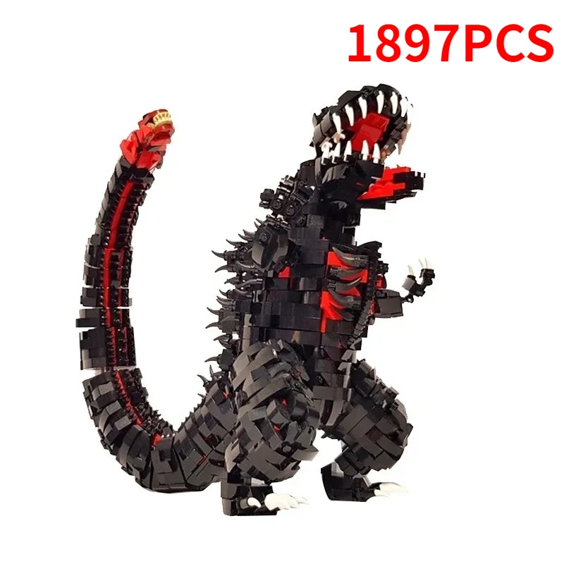 Hot Anime Movie Monster King Godzillaed Building Block MOC-48937 Large Size Highly Difficult Red Lotus Godzillaed Model  Kid Toy