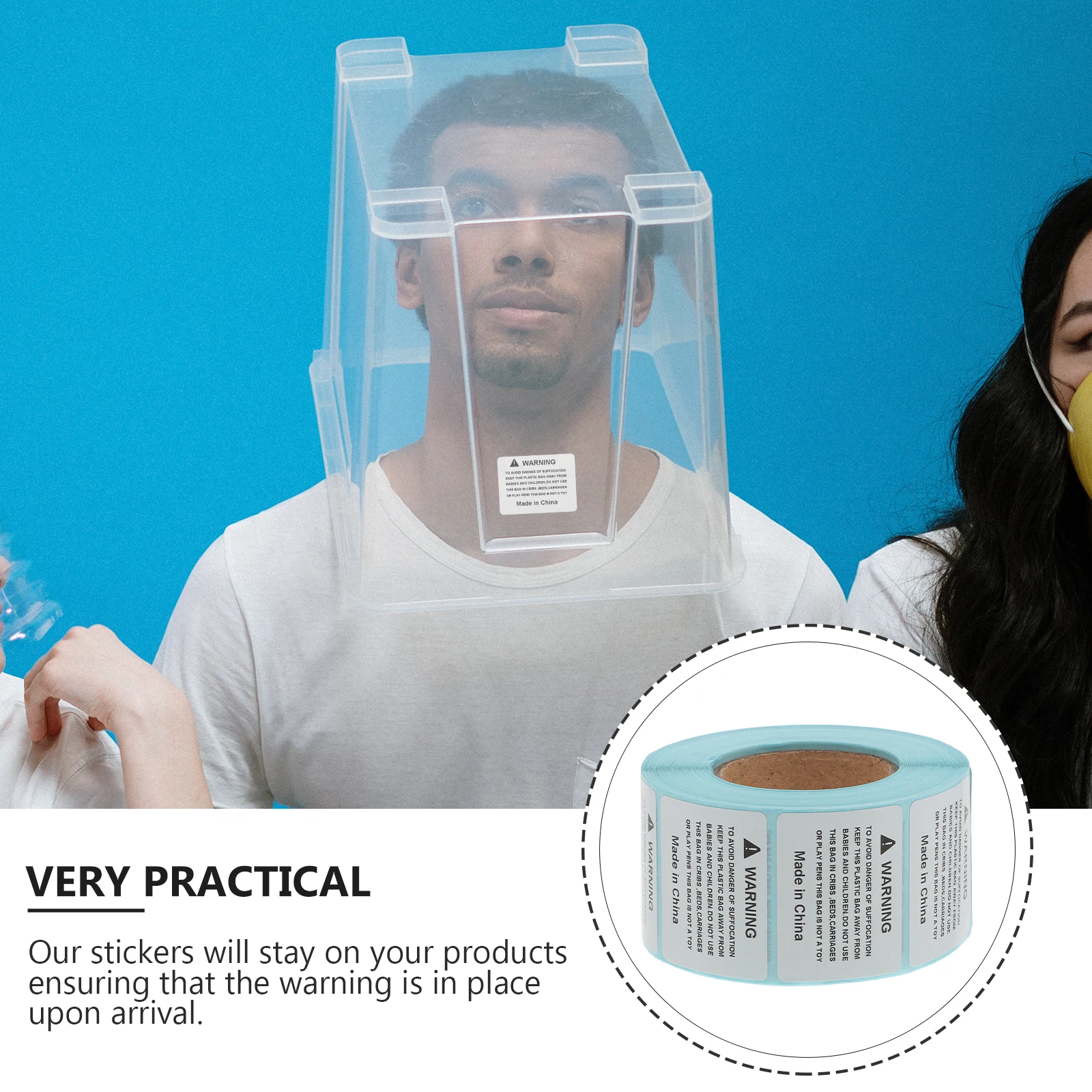 800 Pcs Warning Label Package Bags Adhesive Choking Sign Suffocation Spray Shipping Stickers for Child Anti-suffocation