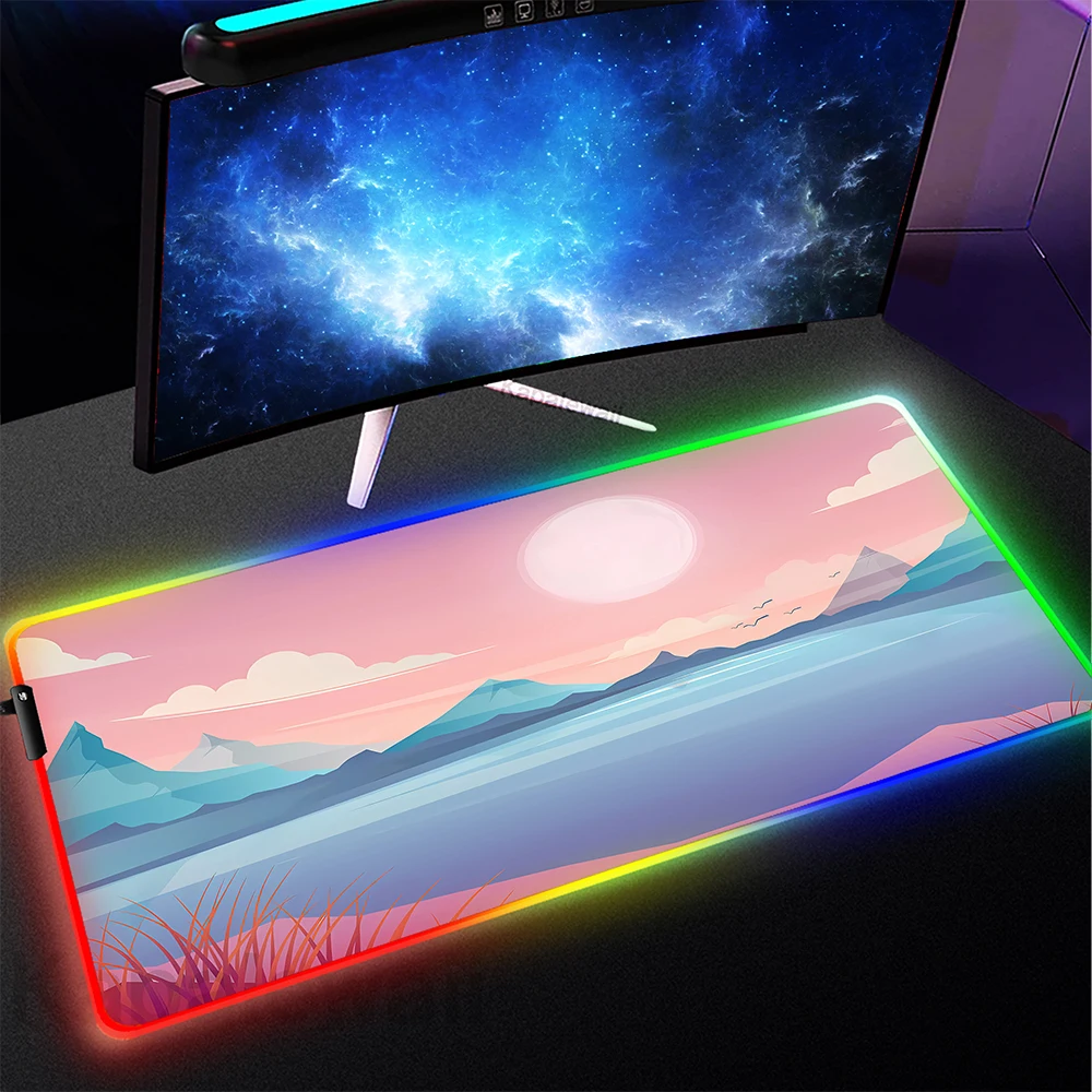 

Art Cloud Mouse Pad RGB Colorful Mousepad Luminous Keyboard Pads Gaming Backlit Table Carpet Computer Gamer LED Mat Game Deskmat