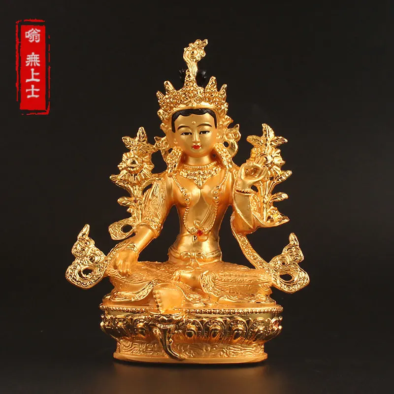 Ksitigarbha Buddha statue backlit imitation glazed solemn platform flame gold statue of ancient Chinese mythology does not fade