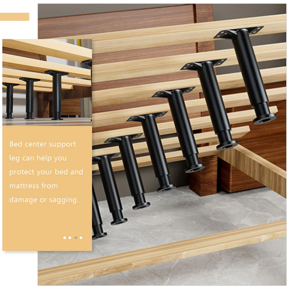 2 Pcs Bed Frame Adjustable Feet Center Support for Black Legs Replacement Height