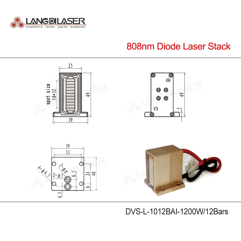 DVS-L-1012BAI-1200W Macro-channel Cosmetic Diode Laser Stack With 808nm For Permanent Hair Removal