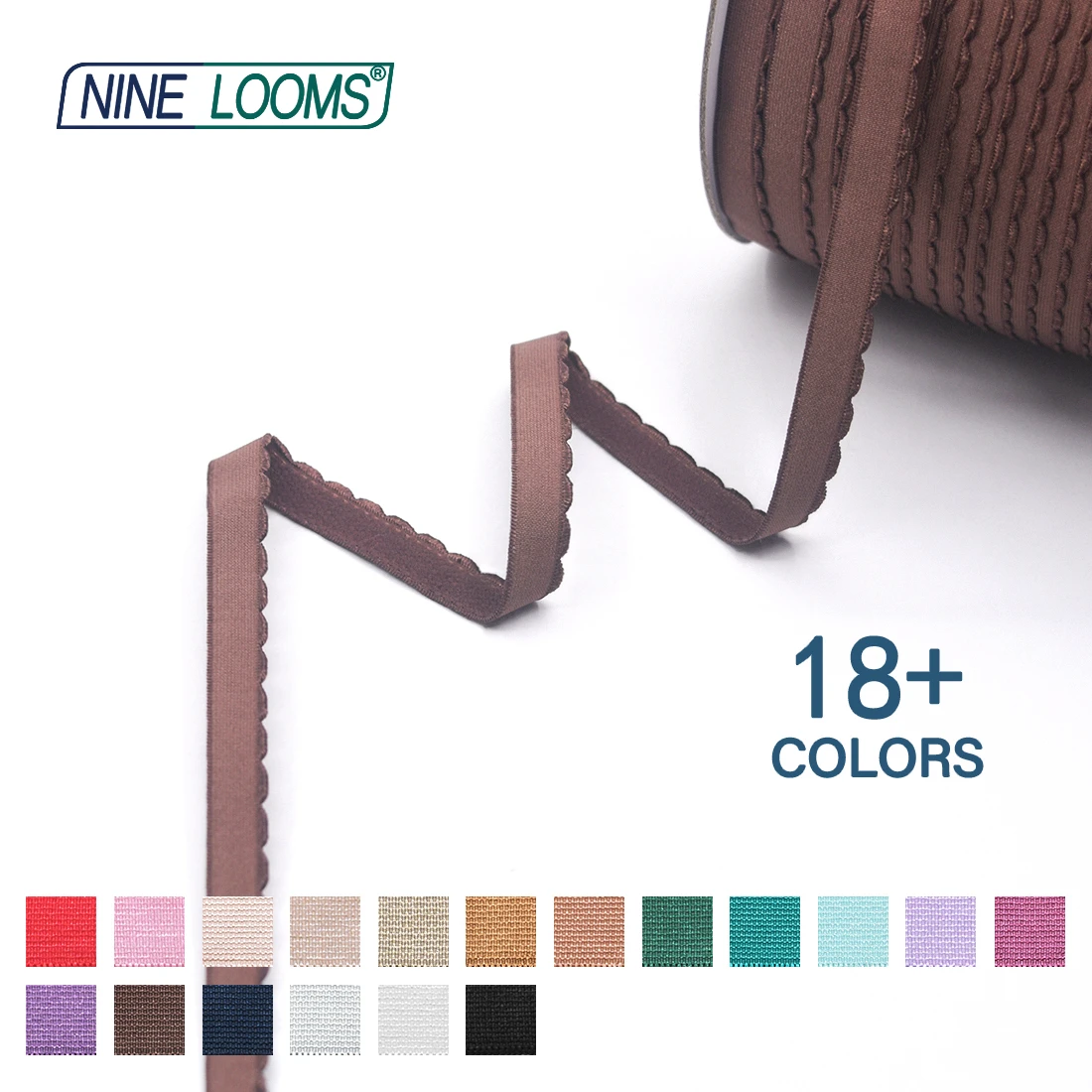 NINE LOOMS Picot BH-Träger, Gummibänder, 3/8 Zoll, 1/2 Zoll, 5/8 Zoll, 10 mm, 13 mm, 15 mm, Plüsch-Schulterband, Dessous-Nähbesätze, 50 100 Yard per Spule – Detail 2