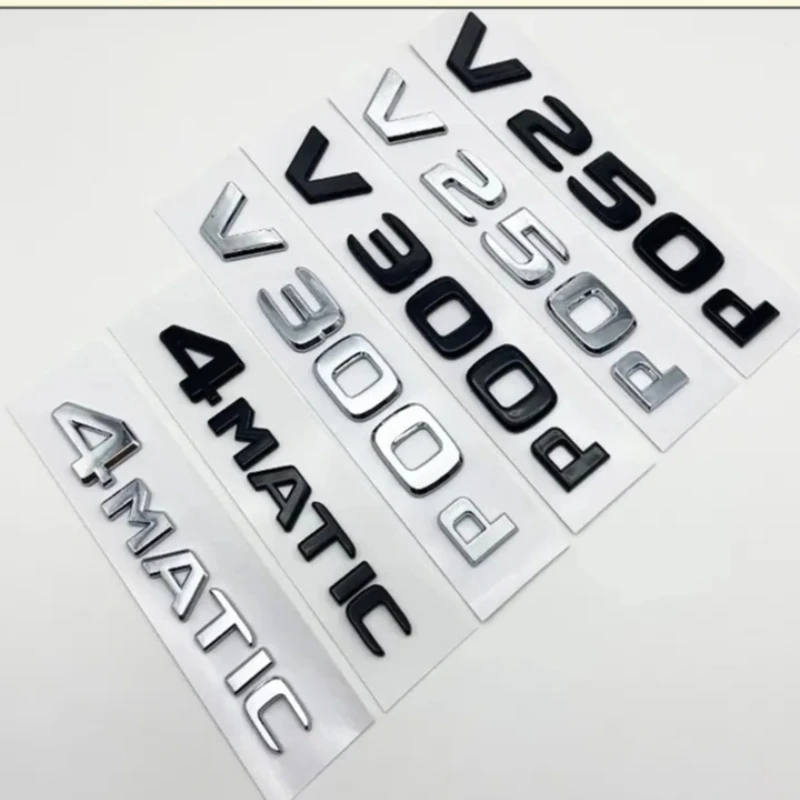 3D Letters V250d V300d NIGHT EDITION ABS 4MATIC Emblem for V Class W447 Car Fender Badge Trunk Nameplate Logo Sticker
