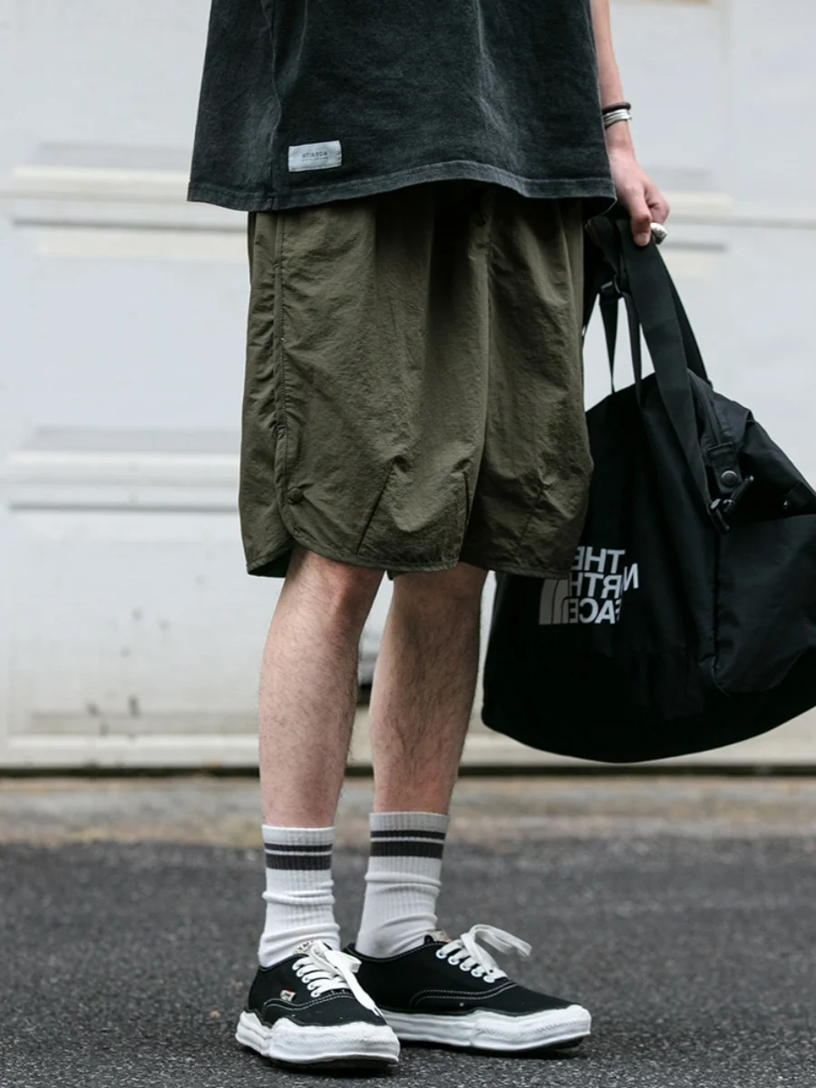 

Легкие быстросохнущие повседневные рабочие шорты для мужчин, свободные, модные, больших размеров, из ледяного шелка, тонкие, средней длины, летние шорты