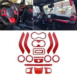 18pcs Red Car Interior Decor Trim Kits For Jeep For Wrangler JK JKU 4 Door 11-17 ABS Auto Acesssories Tools