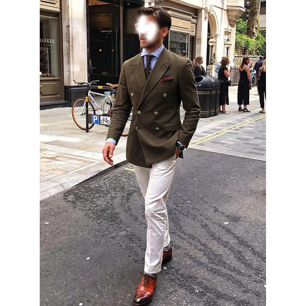 

Gentle Double Breasted Peaked Lapel Men Suits Wedding Evening Party Sets Formal Occasions Suits 2 pieces (Jacket+Pants)