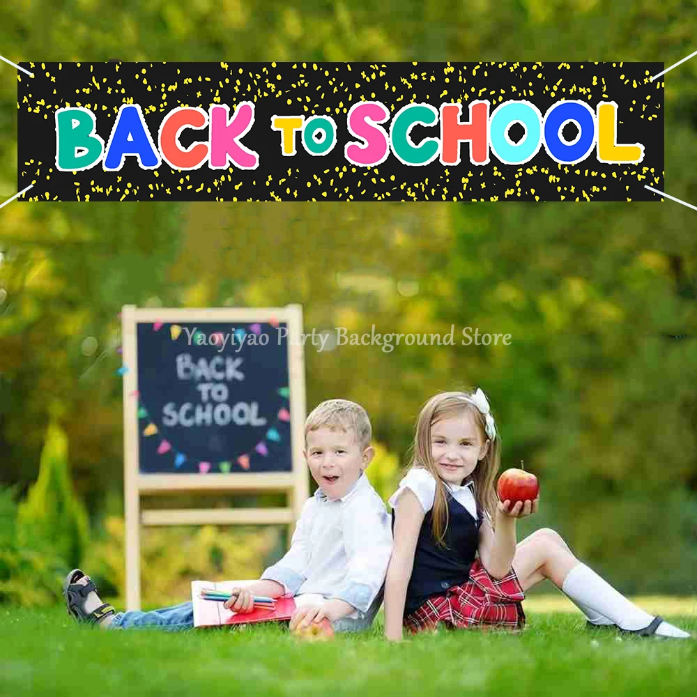 ยินดีต้อนรับกลับไปโรงเรียนแบนเนอร์ YARD Sign PARTY Supplies First Day of School แขวนกลางแจ้งรั้วประตูในร่มตกแต่งห้องเรียน