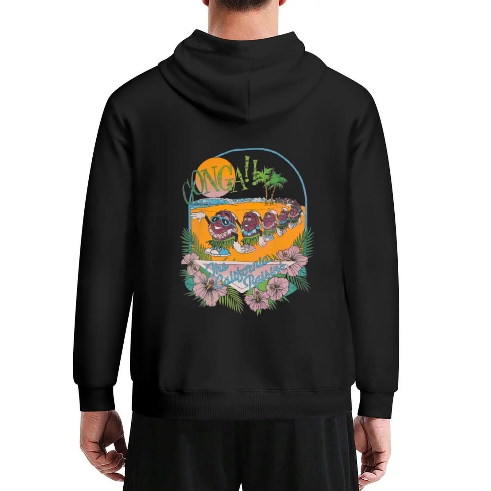 

80s California Raisins Conga Vacation Large Hoodie japanese style men's sweat-shirt set korean autumn clothes hoodie men