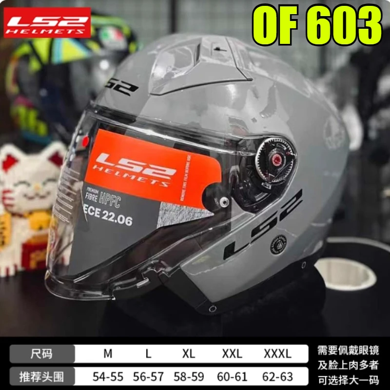 

LS2 INFINITY II Carbon Fiber Half Helmet Double Lens Motorcycle Open Face Helmet OF603 full face helmet casco moto talla s