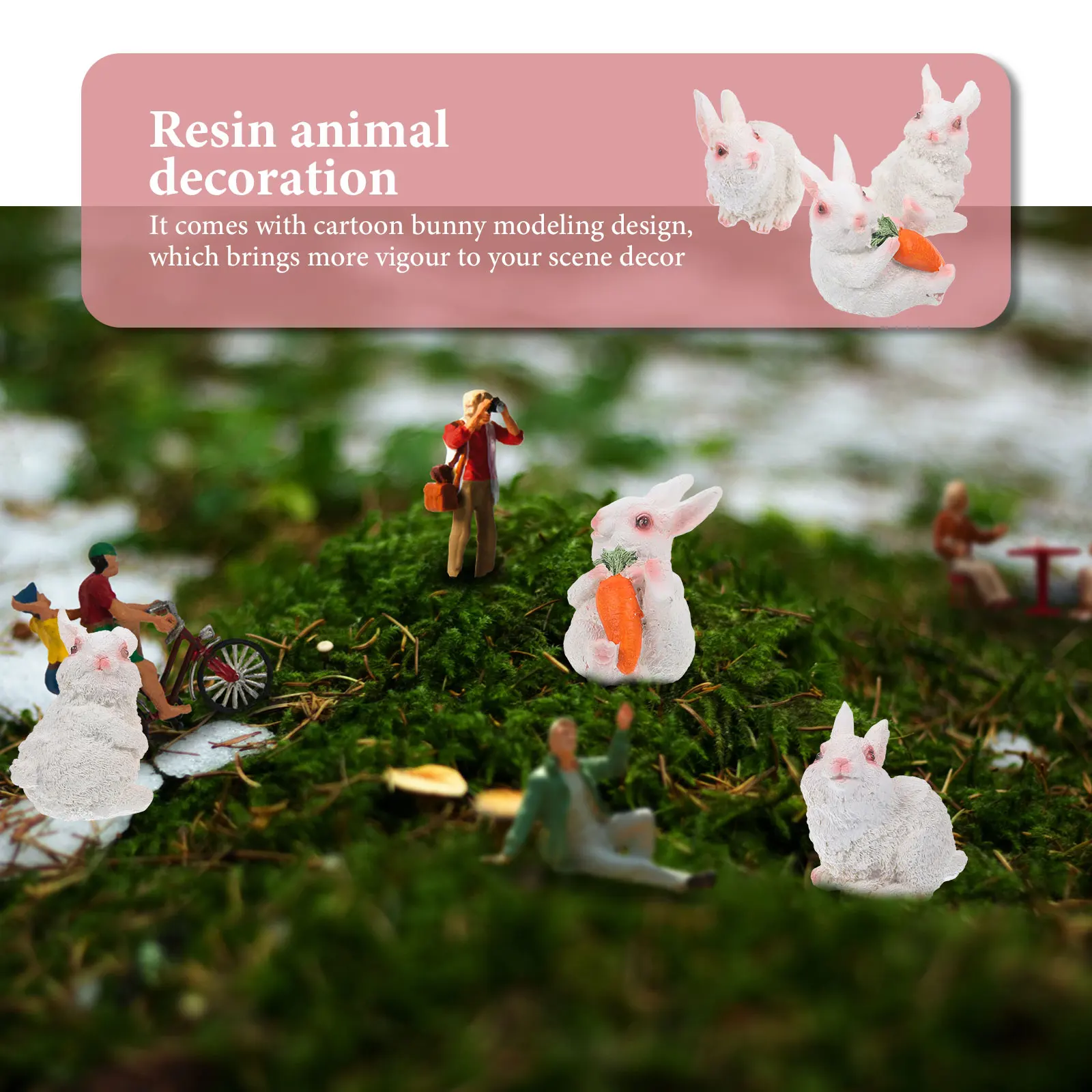 

3Pcs Resin Rabbit Decoration Small Bunny Statue Garden Ornament Easter Lawn Yard Decor Bunny Statue Small Rabbit Decor