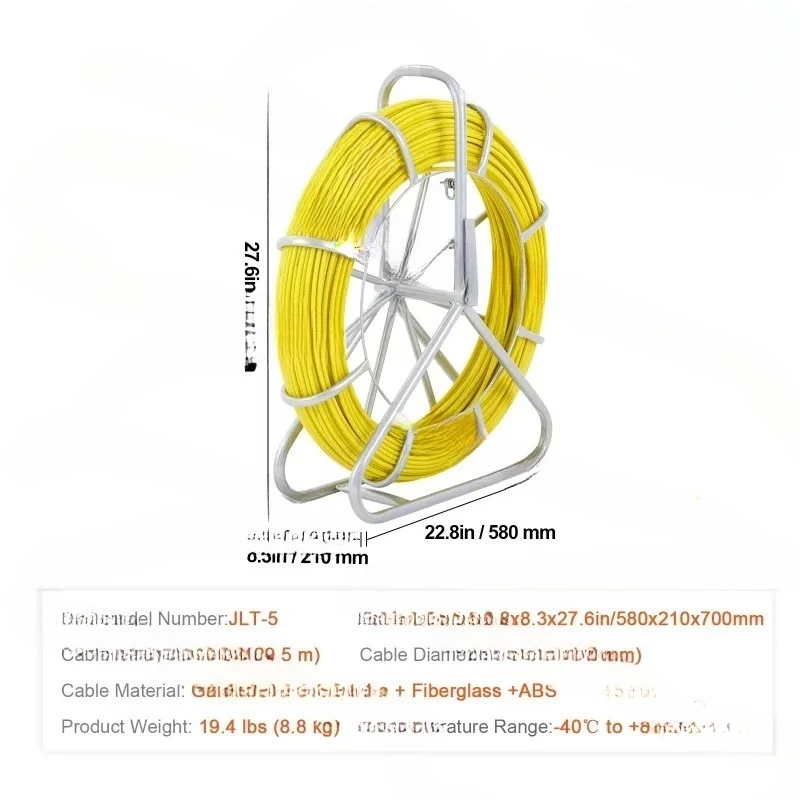 Fiberglass Fish Tape 425/492/600/656ft Duct Rodder Wire Puller Fishing Tools For Wall Electrical Conduit