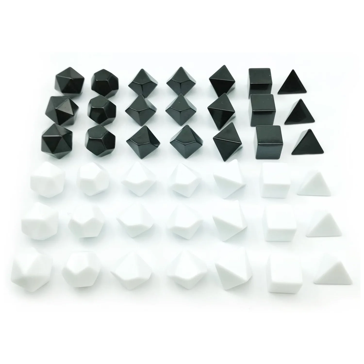 7 Pcs Set of Black White Blank D20 D12 D10 D8 D6 D4 Polyhedral Dices Kit for Kid DIY Engrave Print Table Board Game DND TRPG RPG