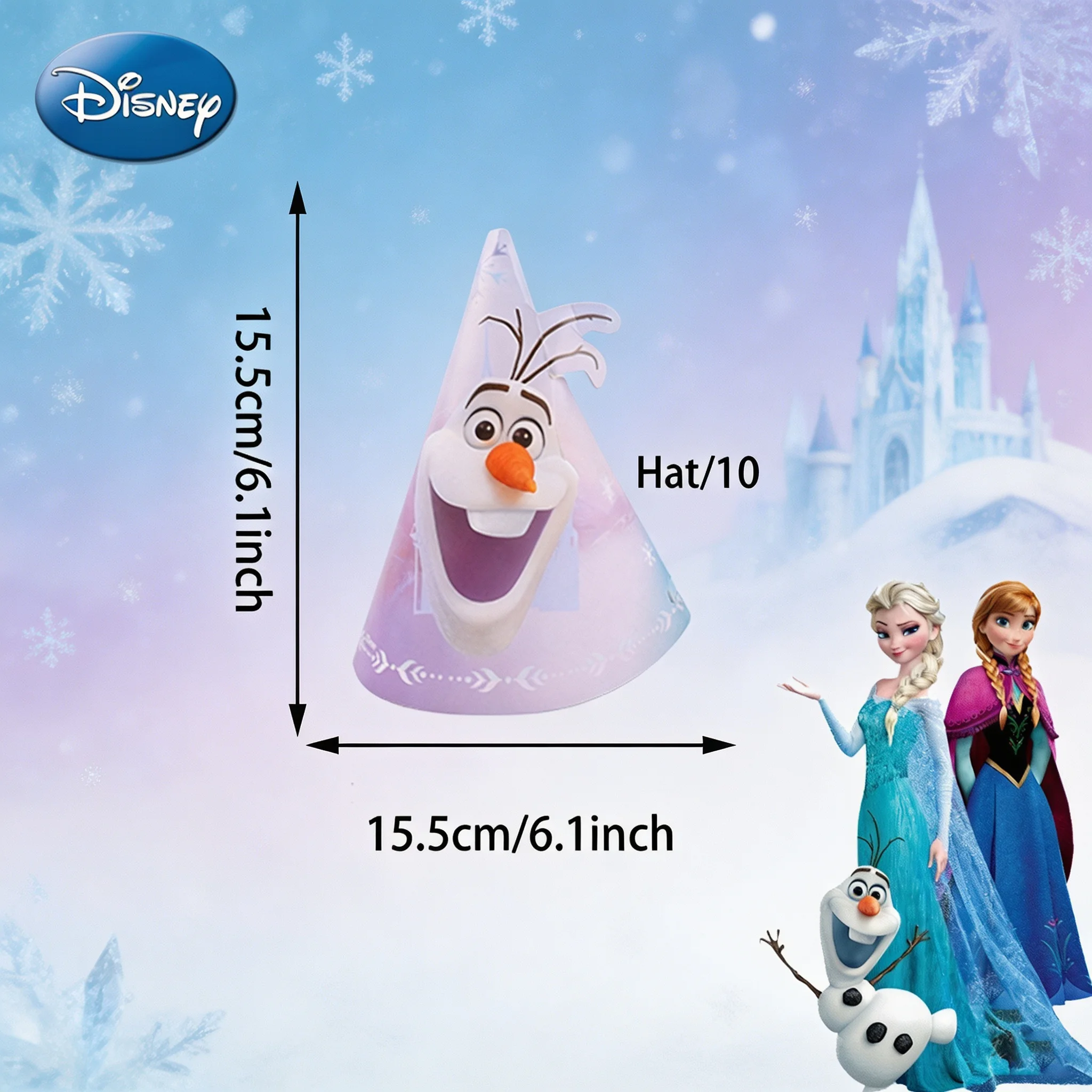 Disney Frozen Birthday Party Cone Hats Set Elsa Anna Olaf Printed Paper Party Hats With Elastic Strap Theme Celebration Supplies
