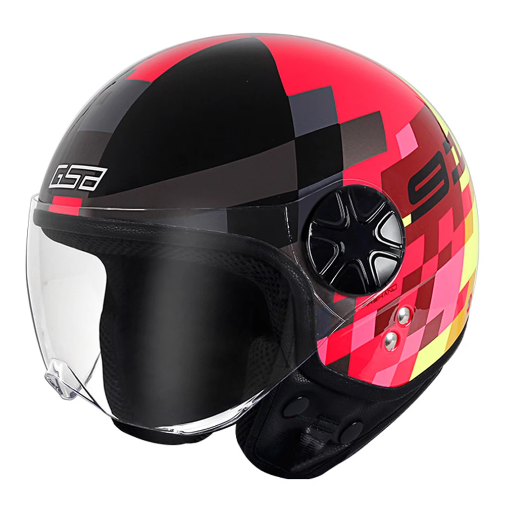 M-XL Red Mosaic Wear-Resistant Motocross Accessories Anti-Fall Biker Kask Open Face Motorcycle Helmet Breathable Head Protection