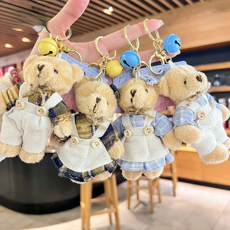 Kawaii Key Chain Burlap Bear Doll Bag Pendant Creative Cool Bear Bag Pendant Cute Doll Plush Toys Birthday Gifts Wholesale