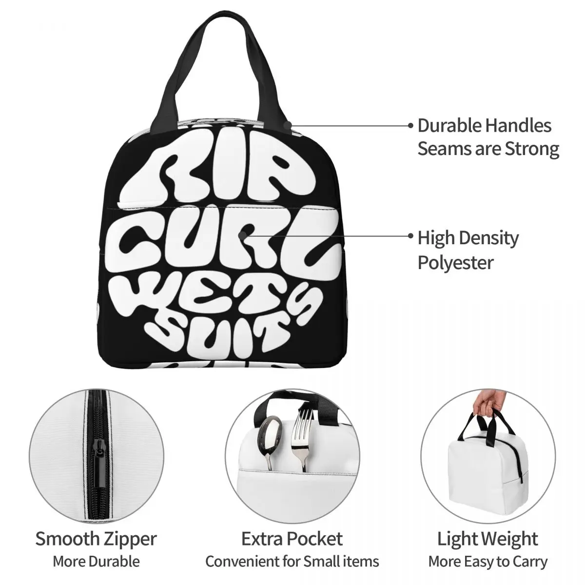 Bolsa de almuerzo Rip Curl Wetty Land Unisex, enfriador portátil, caja de almuerzo aislada, caja Bento de alimentos