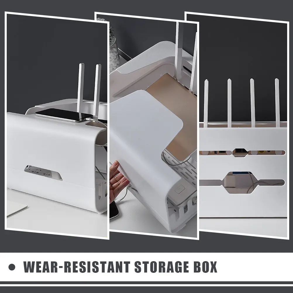 

Double Layer Router Storage Box Hollow Design Cable Organizer Heat Dissipation Dustproof Cable Holder for Home Electronics