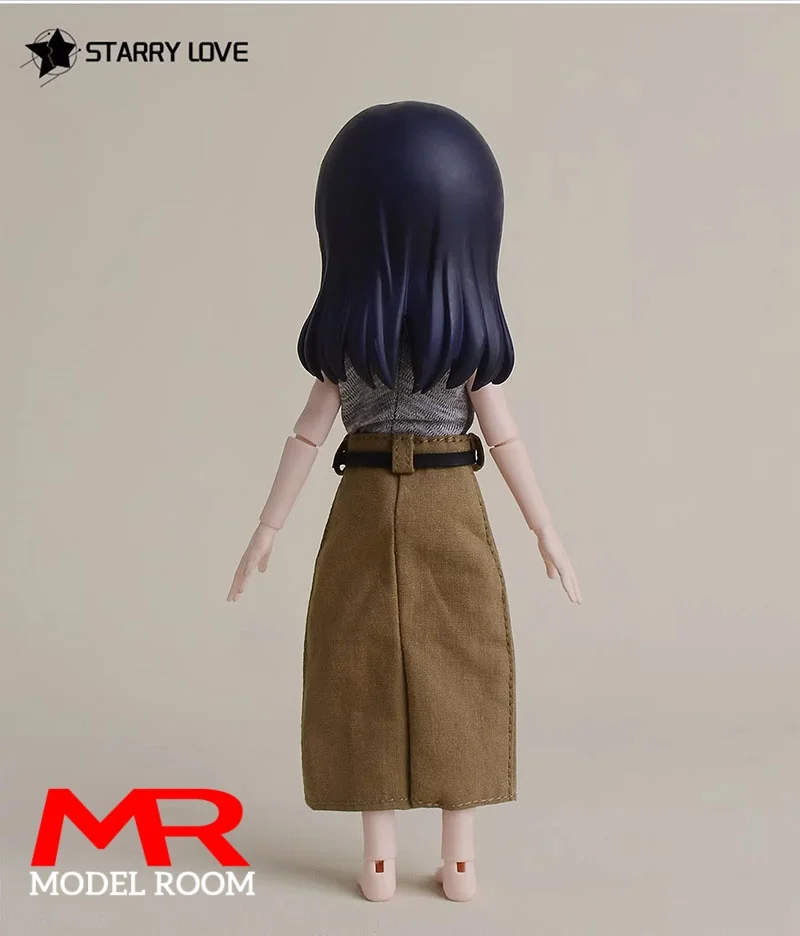 Saia Feminina de Comprimento Médio Escala 1/12 para Bonecas BJD Asi 3.0 e Figuras de Ação Romankey de 6''