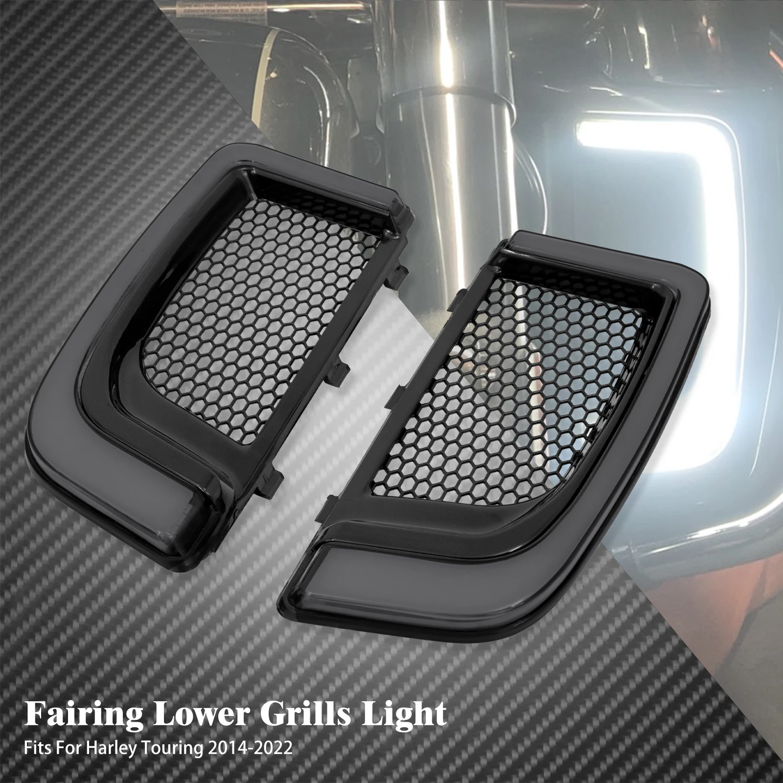 For Harley Touring FLHTCU Electra Glide Ultra Classic/Touring FLHTK Ultra Limited 2015-2023 Motorcycle LED Fairing Lower Grills