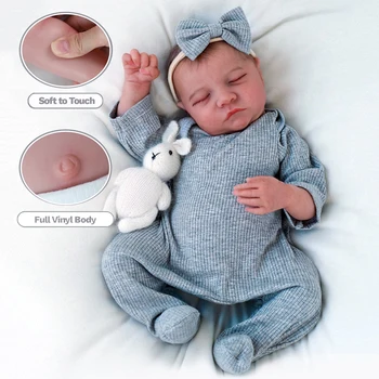 Realistic Reborn Baby Dolls 45cm Full Body Silicone Vinyl Sleep Girl Look Like Real Lifelike Newborn Boy Babies Toddler Doll 1