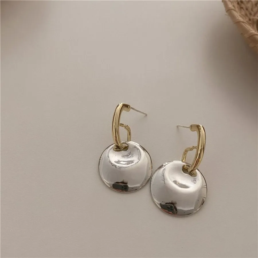 

Retro Contrast Hoop Stud Earrings Creative Twocolor