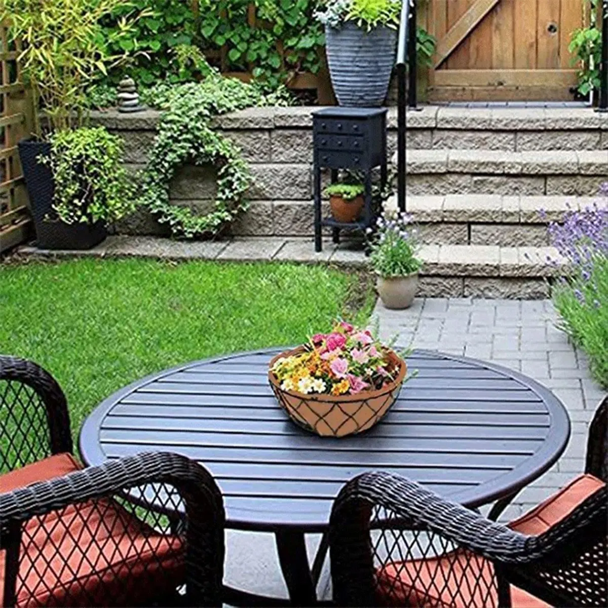 A75K 3PCS Round Hanging Basket Liners Fabric Hanging Plant Liners Non-Woven Planter Liners Felt Liners Replacement Inserts A