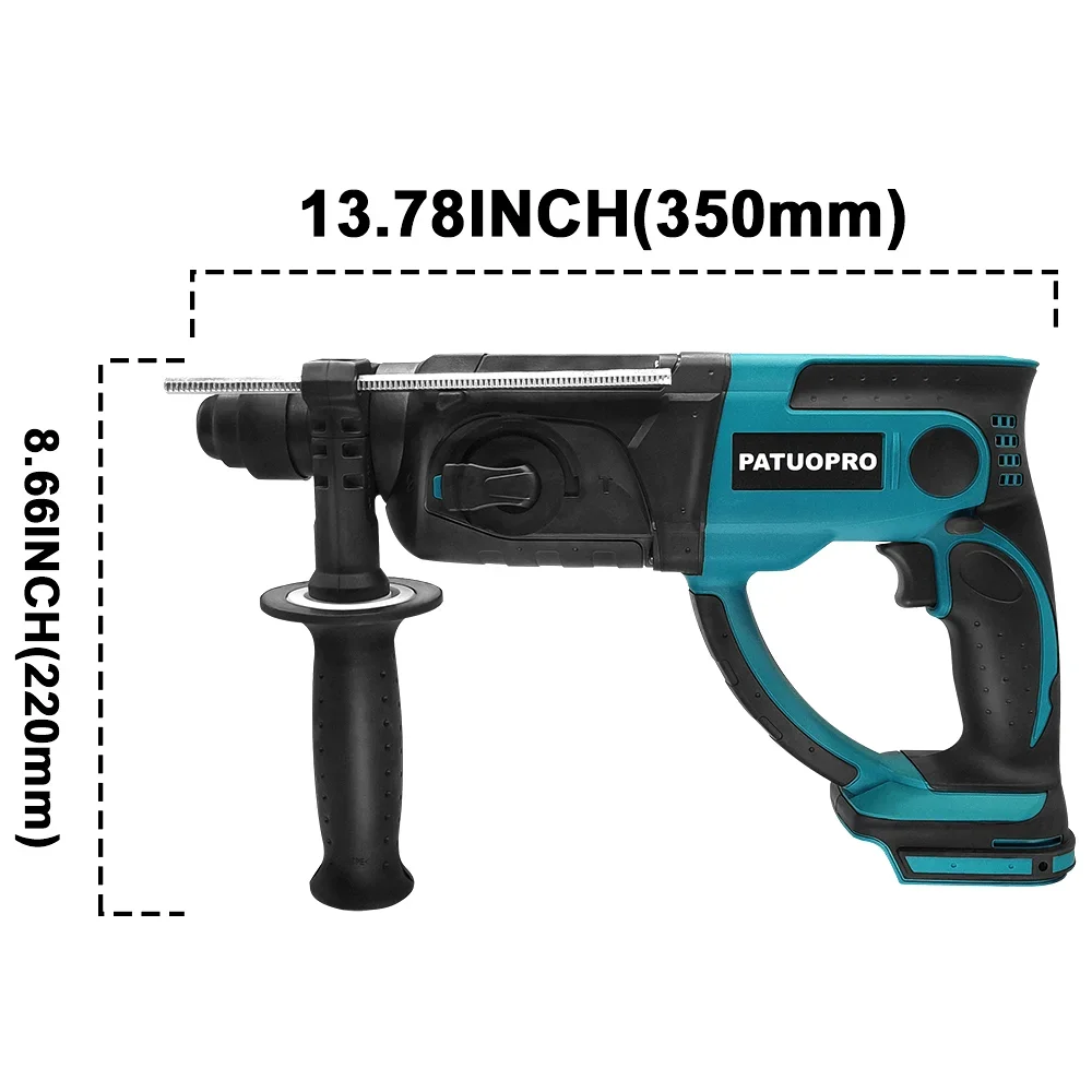 Imagem -04 - Patuopro-broca de Martelo Rotativo sem Escova Velocidade Variável Ferramenta de Cinzel para Bateria Makita 18v 3-mode 28 mm