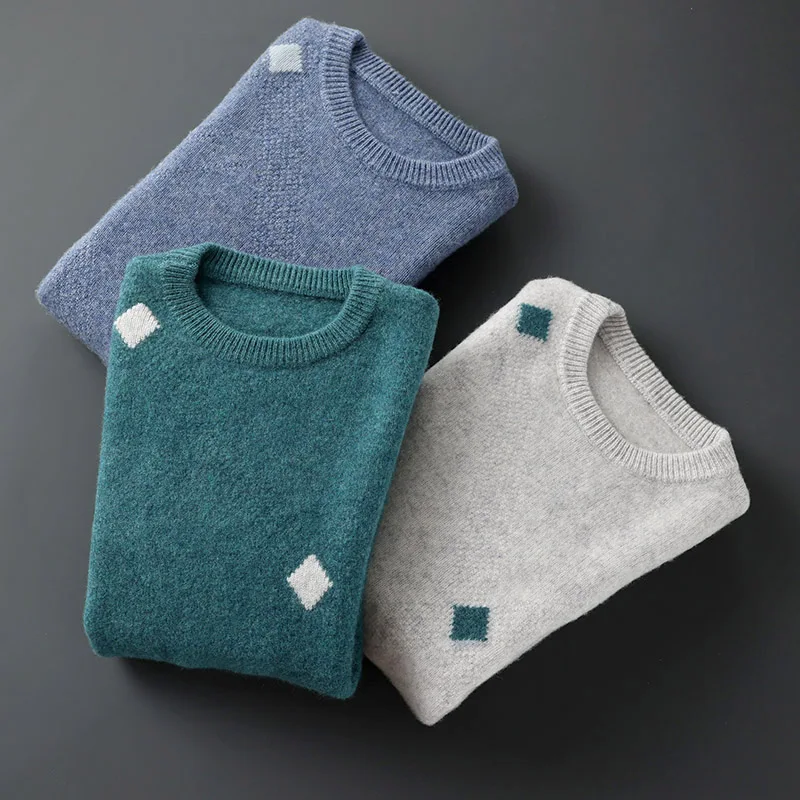 S-XXXL جديد 25 الرجال س الرقبة 100% سترة صوف أسترالية بلون محبوك رجال الأعمال عادية بأكمام طويلة البلوز سترة #4